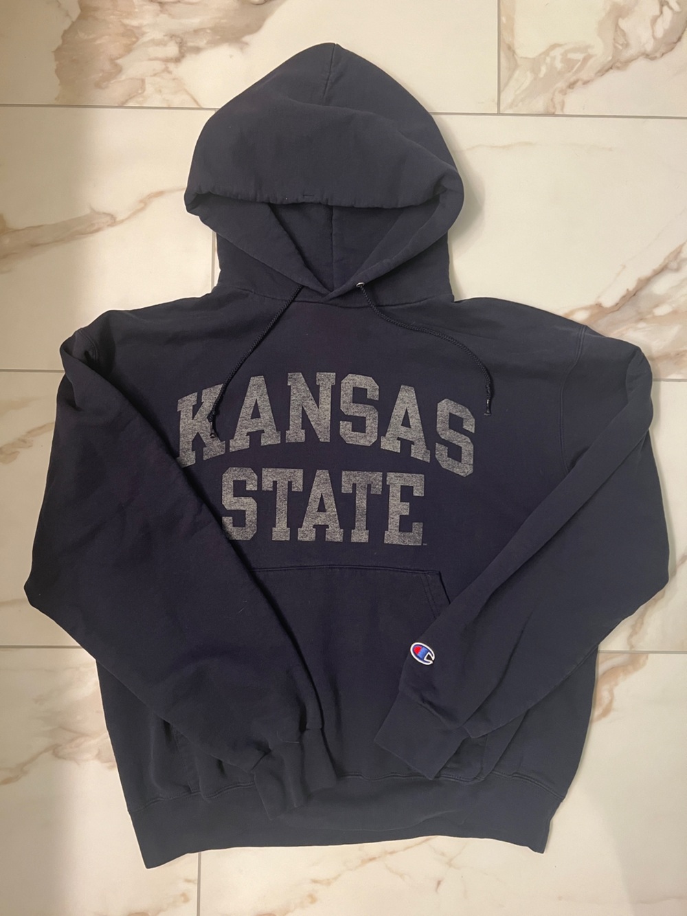 Unique Early 2000s Navy Champion Kansas State Hoodie Sweater